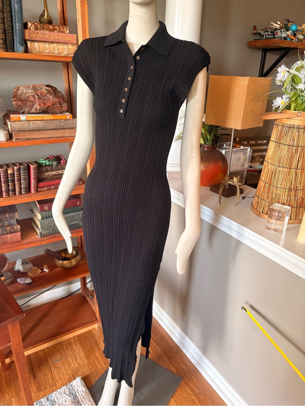 Heartloom Black Ribbed Polo Tulip Dress
